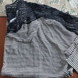 White Birch Monochrome Striped Lace Top